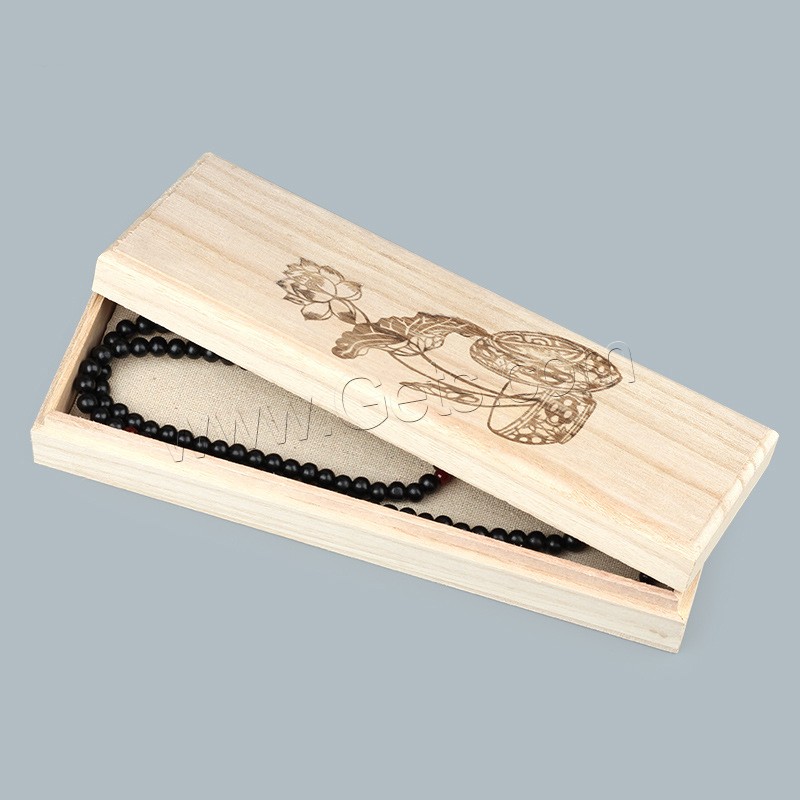 Wood Necklace Box, Rectangle, different size for choice & with flower pattern, Sold By PC