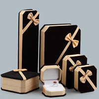 Velvet Jewelry Set Box, Velveteen, with Glue Film & Grosgrain Ribbon 