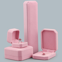 Velvet Jewelry Set Box, Velveteen, with Glue Film pink 