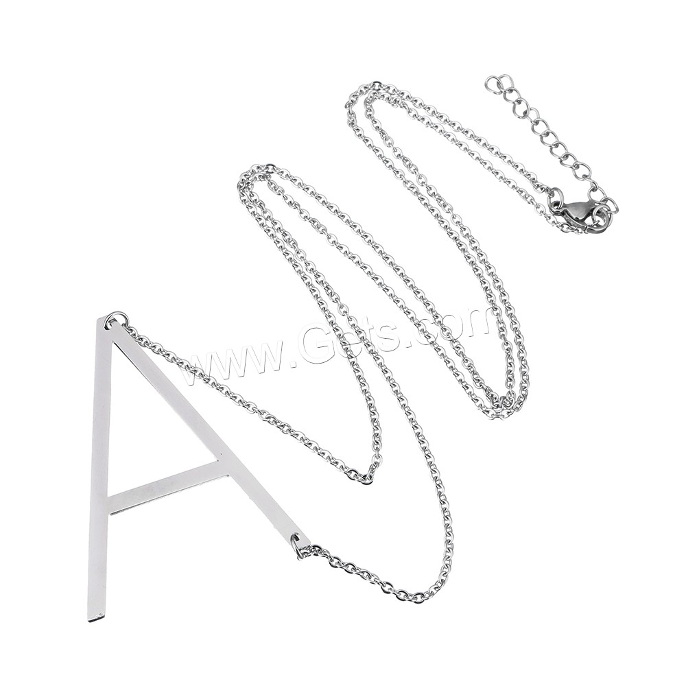 Stainless Steel Jewelry Necklace, with 1.2 lnch extender chain, Letter, oval chain & different styles for choice, original color, 2mm, Length:Approx 20.5 Inch, Sold By Strand