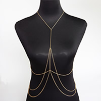 Bijoux chaîne de corps, alliage de zinc, avec 1.5Inch chaînes de rallonge, Placage de couleur d'or, chaîne de torsion ovale & pour femme Environ 18 pouce, Vendu par brin[