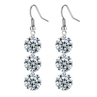 Cubic Zircon Brass Earring, platinum color plated, with cubic zirconia, nickel, lead & cadmium free 