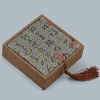 Cotton Fabric Bracelet Box, with Glue Film & Cardboard & Nylon Cord, Square 