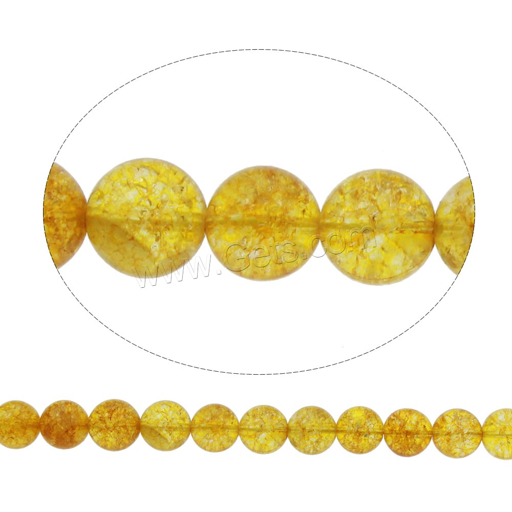 Natural Citrine Beads, Round, different size for choice & crackle, Hole:Approx 1mm, Length:Approx 15 Inch, Sold By Strand