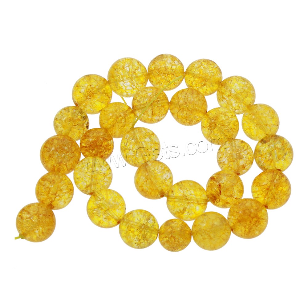 Cristal en jaune naturelles, perles de citrine, Rond, normes différentes pour le choix & craquelure, Trou:Environ 1mm, Longueur:Environ 15 pouce, Vendu par brin