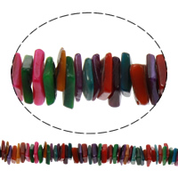 Gefärbte Muschelperlen, Süßwassermuschel, gemischte Farben, 7x6x2-7x5x2mm, Bohrung:ca. 1mm, Länge:ca. 16 ZollInch, ca. 130PCs/Strang, verkauft von Strang
