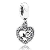 Zinc Alloy European Pendant, Heart, word mom, platinum color plated, Mother Day Jewelry & with letter pattern & without troll & with rhinestone Approx 4.5-5mm 