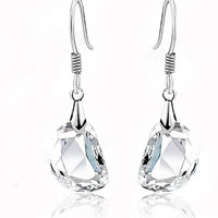 Crystal Drop Earring, Zinc Alloy, with Crystal, iron earring hook, platinum color plated, faceted, lead & cadmium free 