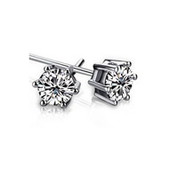 Cubic Zircon (CZ) Stud Earring, Zinc Alloy, stainless steel post pin, platinum color plated, with cubic zirconia, lead & cadmium free, 5mm 