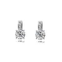 Cubic Zircon (CZ) Stud Earring, Zinc Alloy, stainless steel post pin, platinum color plated, with rhinestone, lead & cadmium free 