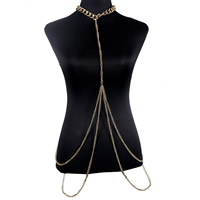 Body Chain Jewelry, Zinc Alloy, with 1.5Inch extender chain, gold color plated, curb chain & for woman Approx 15.5 Inch 