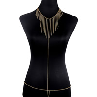 Body Chain Jewelry, Zinc Alloy, gold color plated, curb chain & for woman Approx 15.5 Inch 