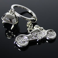 bijoux de porte-clés en Alliage de zinc, avec anneau de fer, moto, Placage de couleur platine, sans plomb et cadmium Environ 32mm, Vendu par brin
