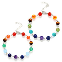 Gemstone Bracelets, with Zinc Alloy, with 1.5Inch extender chain, platinum color plated & for woman, 8mm Approx 7 Inch 