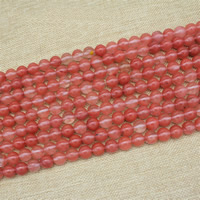 桜の水晶, チェリークオーツ, ラウンド形, 異なるサイズの選択, 長さ:約 15 インチ, 売り手 ストランド