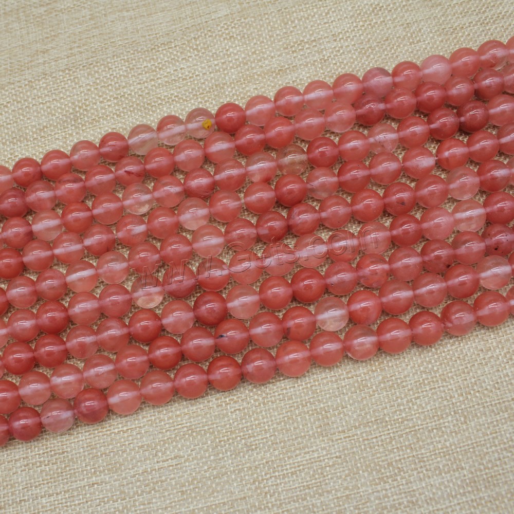 Cherry Quartz Bead, Round, different size for choice, Length:Approx 15 Inch, Sold By Strand