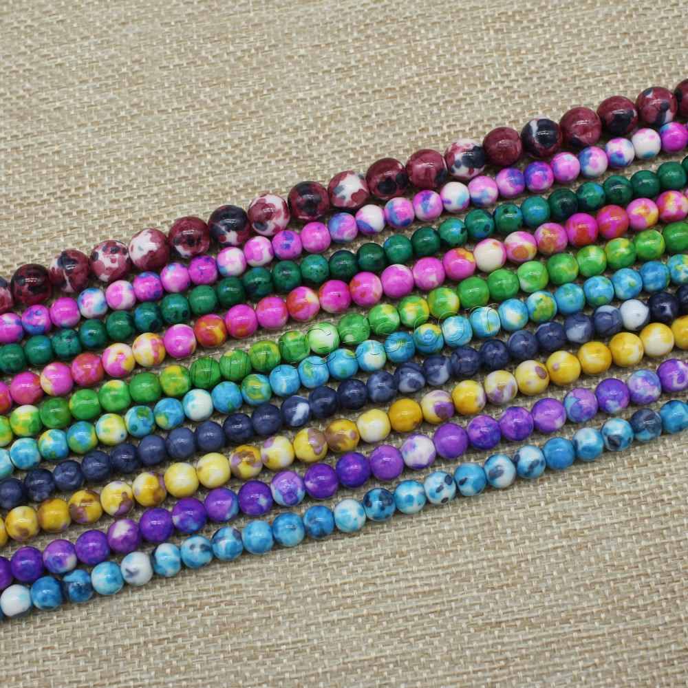 Imitation de perles de verre en pierres précieuses , Rond, normes différentes pour le choix, plus de couleurs à choisir, Longueur:Environ 15 pouce, Vendu par brin