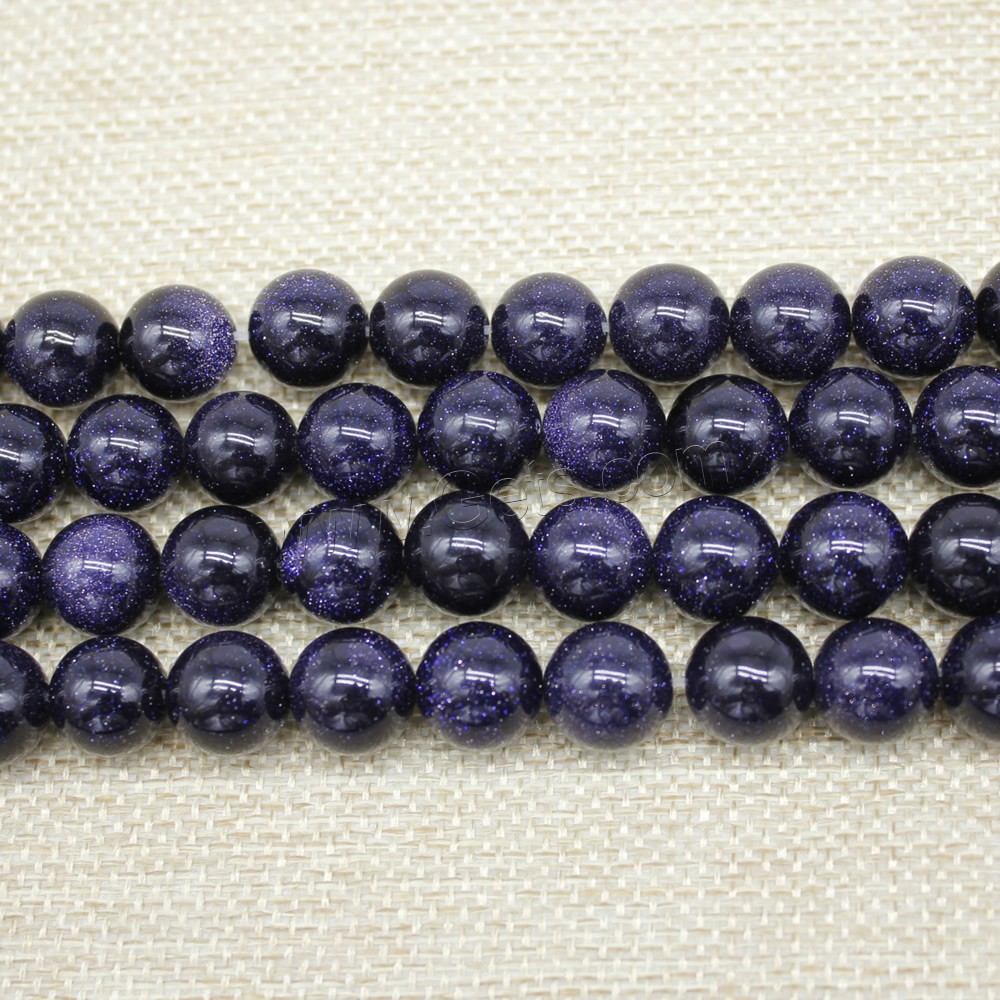 Blue Goldstone Beads, Round, synthetic, different size for choice, Length:Approx 15 Inch, Sold By Strand