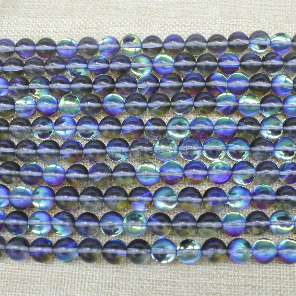 Vernickelt Glasperlen, Glas, rund, bunte Farbe plattiert, verschiedene Größen vorhanden, Länge:ca. 15 ZollInch, verkauft von Strang