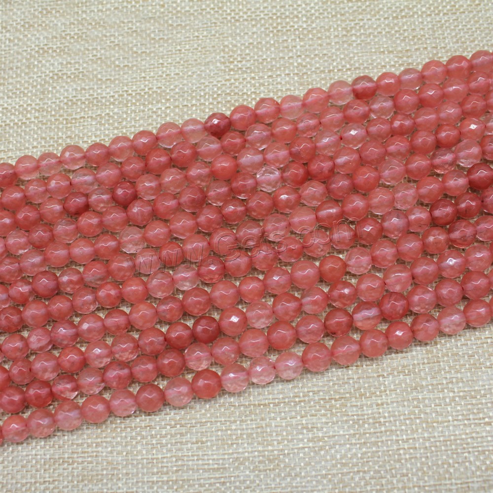 桜の水晶, チェリークオーツ, ラウンド形, 天然, 異なるサイズの選択 & 切り面, 長さ:約 15 インチ, 売り手 ストランド
