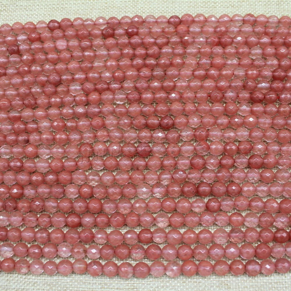 桜の水晶, チェリークオーツ, ラウンド形, 天然, 異なるサイズの選択 & 切り面, 長さ:約 15 インチ, 売り手 ストランド