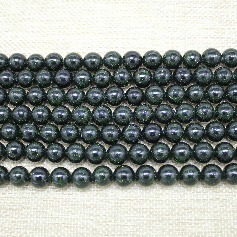 Green Goldstone Beads, Round, synthetic, different size for choice, Length:Approx 15 Inch, Sold By Strand