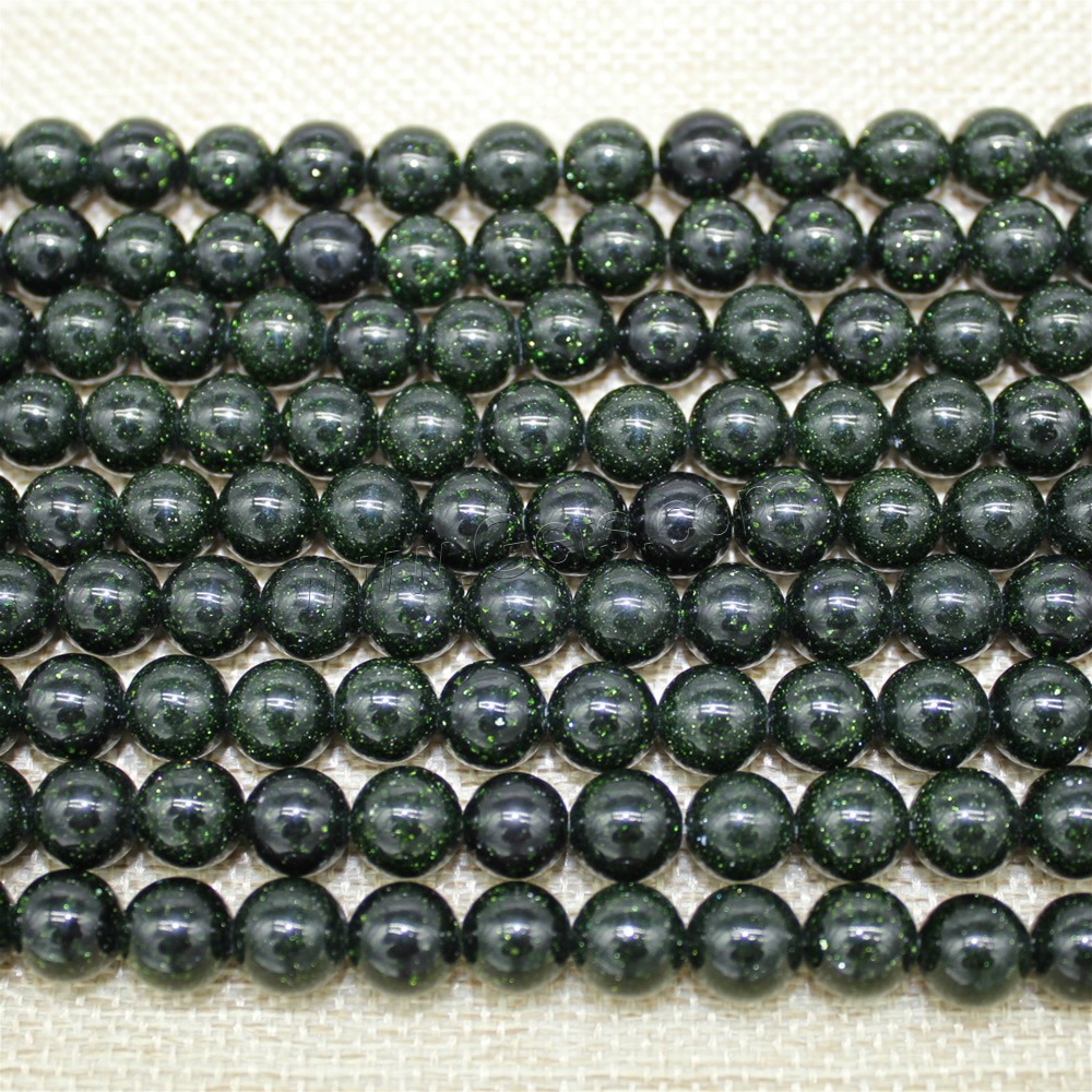 Green Goldstone Beads, Round, synthetic, different size for choice, Length:Approx 15 Inch, Sold By Strand