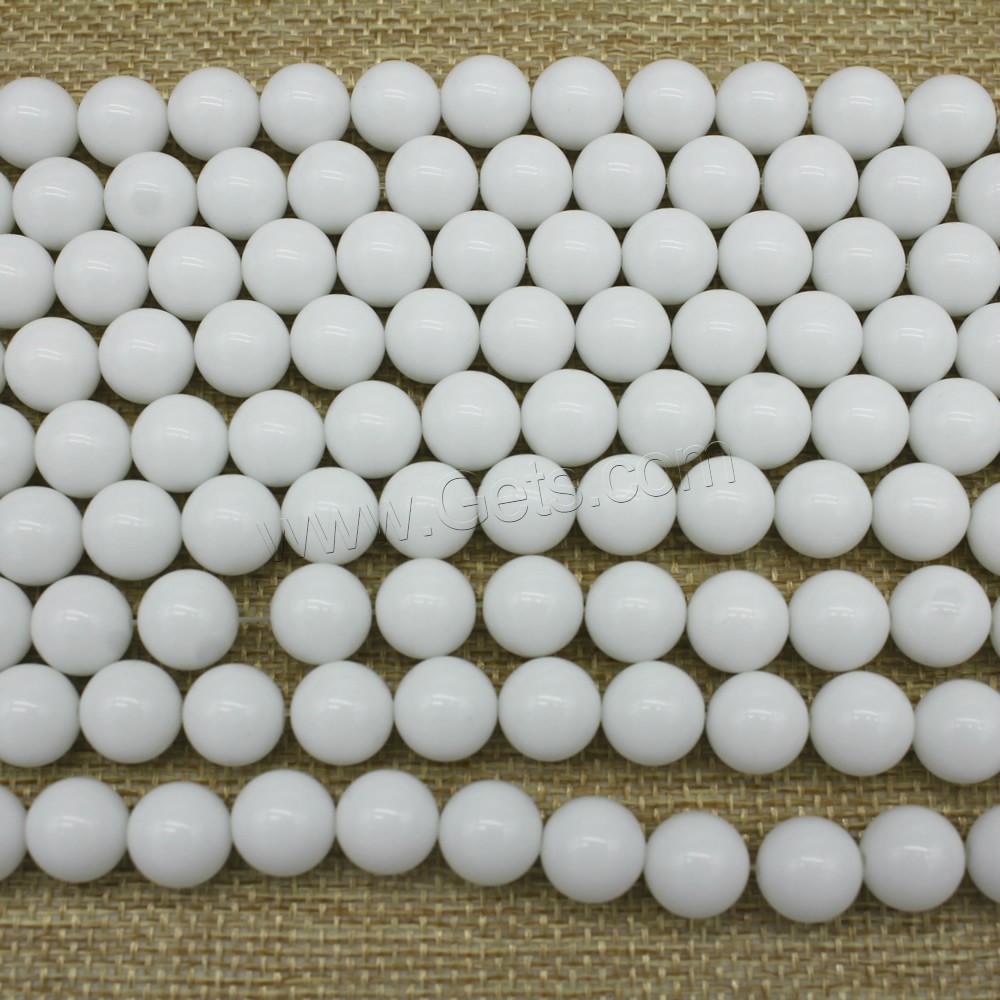 白い陶磁器のビーズ, 白磁, ラウンド形, 異なるサイズの選択, 長さ:約 15 インチ, 売り手 ストランド
