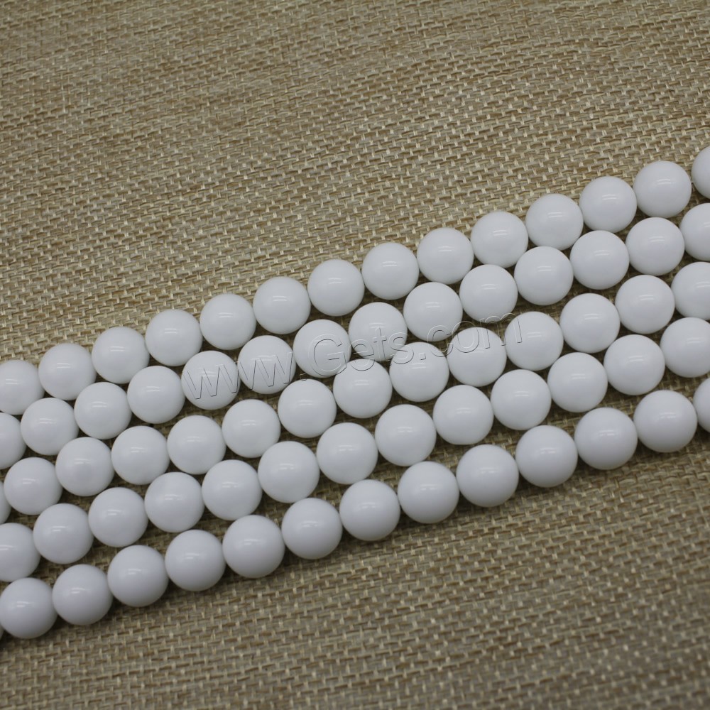 Weiße Porzellan Perlen, rund, verschiedene Größen vorhanden, Länge:ca. 15 ZollInch, verkauft von Strang