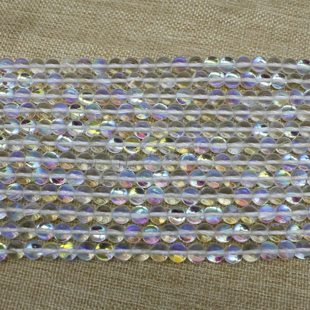 Imitation de perles de verre en pierres précieuses , Rond, Placage coloré, imitation quartz naturel & normes différentes pour le choix, Longueur:Environ 15 pouce, Vendu par brin