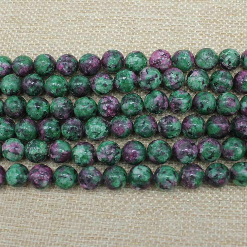 Рубин в цоизит, Красно-зеленый нефрит, Круглая, синтетический, разный размер для выбора, длина:Приблизительно 15 дюймовый, продается Strand