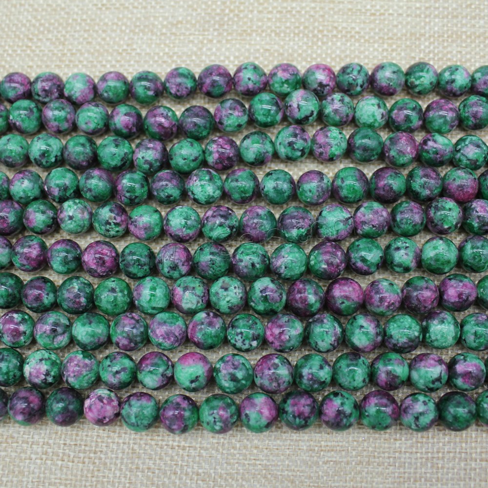 Perles en rouge vert, Rubis en Zoïsite, Rond, synthétique, normes différentes pour le choix, Longueur:Environ 15 pouce, Vendu par brin