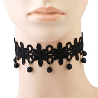 Lace Choker Necklace, with Crystal & Zinc Alloy, plated, for woman & faceted Approx 12 Inch 