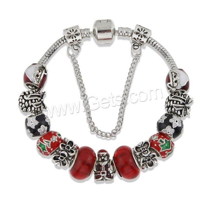 Zinc Alloy European Bracelets, with brass chain & Resin, plated, Christmas jewelry & different size for choice & snake chain & for woman & enamel, Sold By Strand