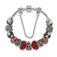 Zinc Alloy European Bracelets, with brass chain & Resin, plated, Christmas jewelry & snake chain & for woman & enamel 