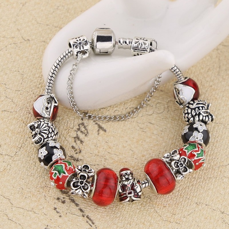 Zinc Alloy European Bracelets, with brass chain & Resin, plated, Christmas jewelry & different size for choice & snake chain & for woman & enamel, Sold By Strand