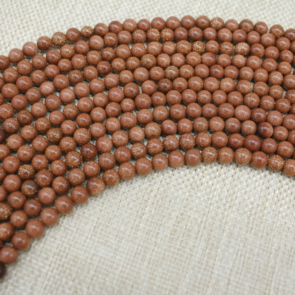 Goldstone Beads, Round, synthetic, different size for choice, Length:Approx 15 Inch, Sold By Strand