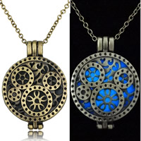 Zinc Alloy Sweater Necklace, with Epoxy Sticker & iron chain, Flat Round, antique bronze color plated, Unisex & oval chain & luminated & hollow, lead & cadmium free Approx 23.5 Inch 