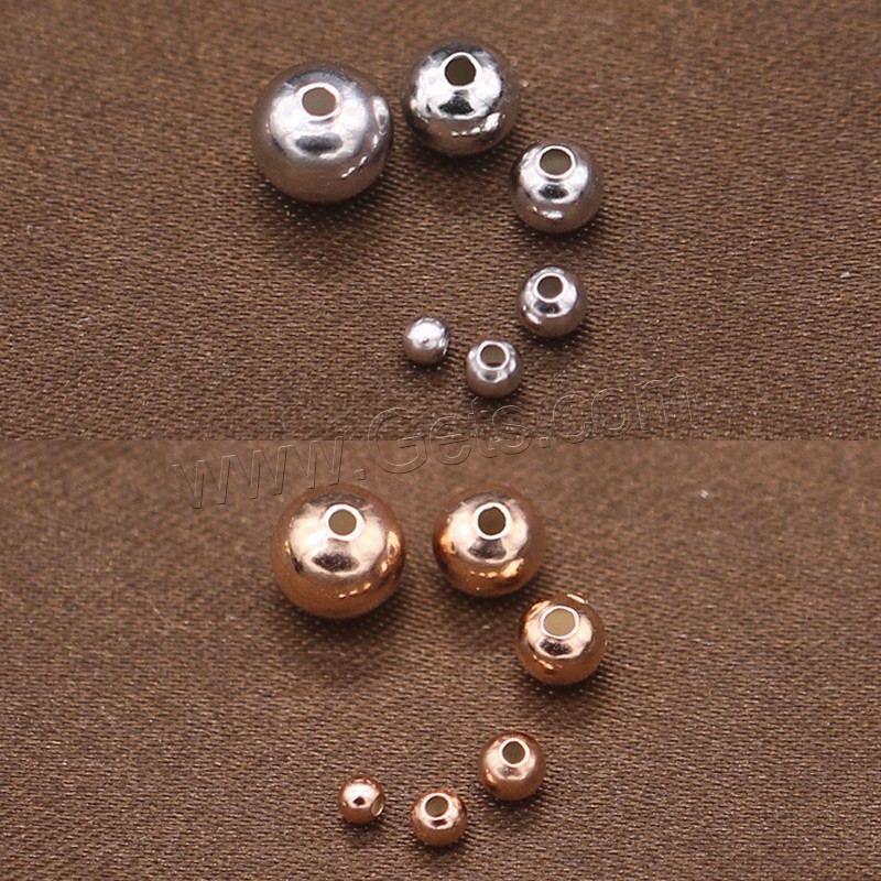 925 Sterling Silber Perle, rund, plattiert, verschiedene Größen vorhanden, keine, Bohrung:ca. 1mm, verkauft von Tasche
