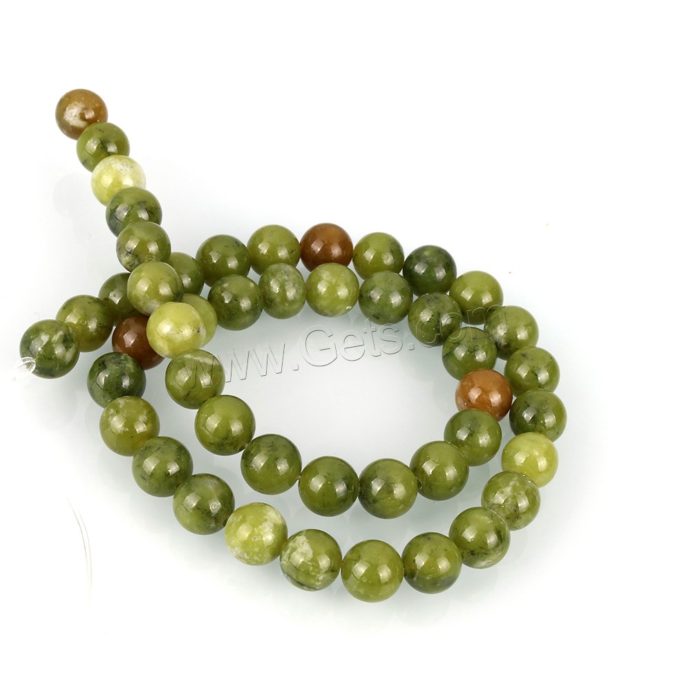 Оливковый нефрит, Круглая, разный размер для выбора, зеленый, отверстие:Приблизительно 0.5-1.5mm, длина:Приблизительно 15 дюймовый, продается Strand