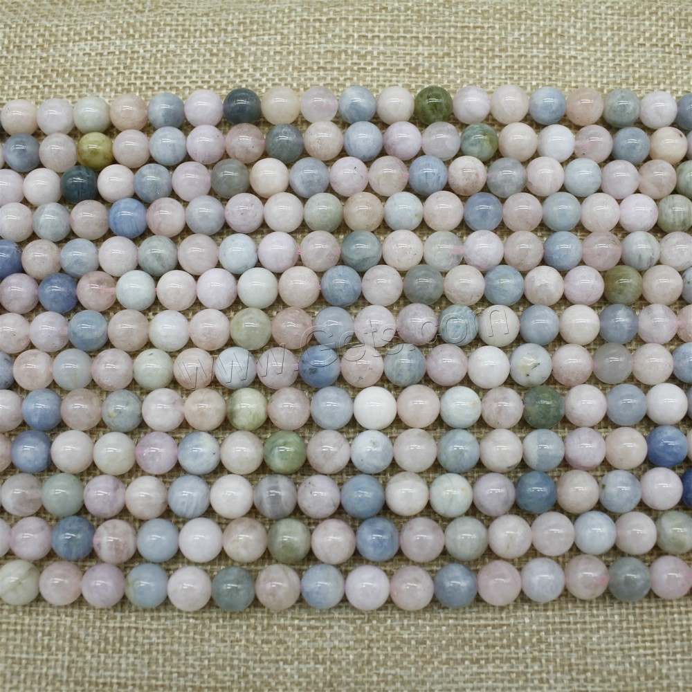 Morganit Perlen, rund, natürlich, verschiedene Größen vorhanden, Länge:ca. 15 ZollInch, verkauft von Strang