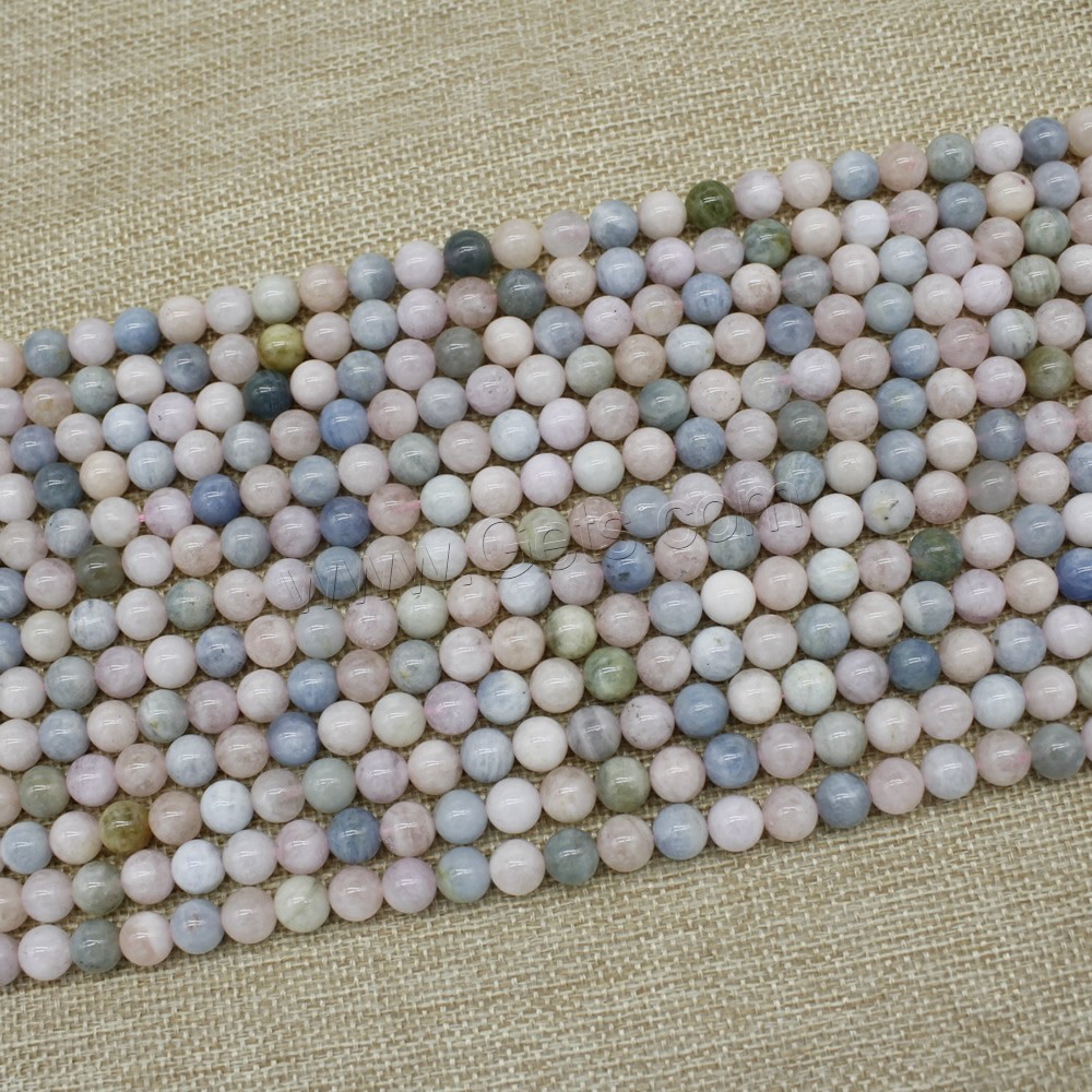 Perles de morganite, Rond, naturel, normes différentes pour le choix, Longueur:Environ 15 pouce, Vendu par brin