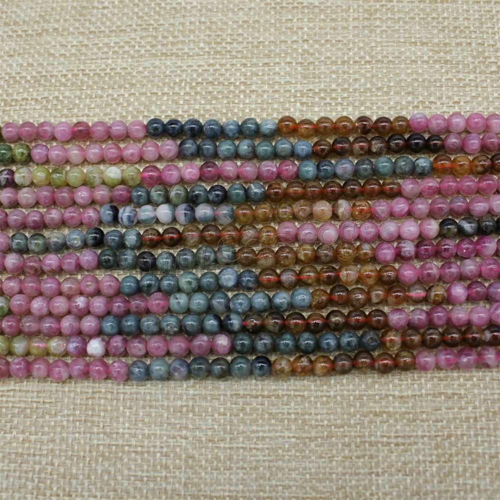 Natural Tourmaline Beads, Round, different size for choice, Length:Approx 15 Inch, Sold By Strand