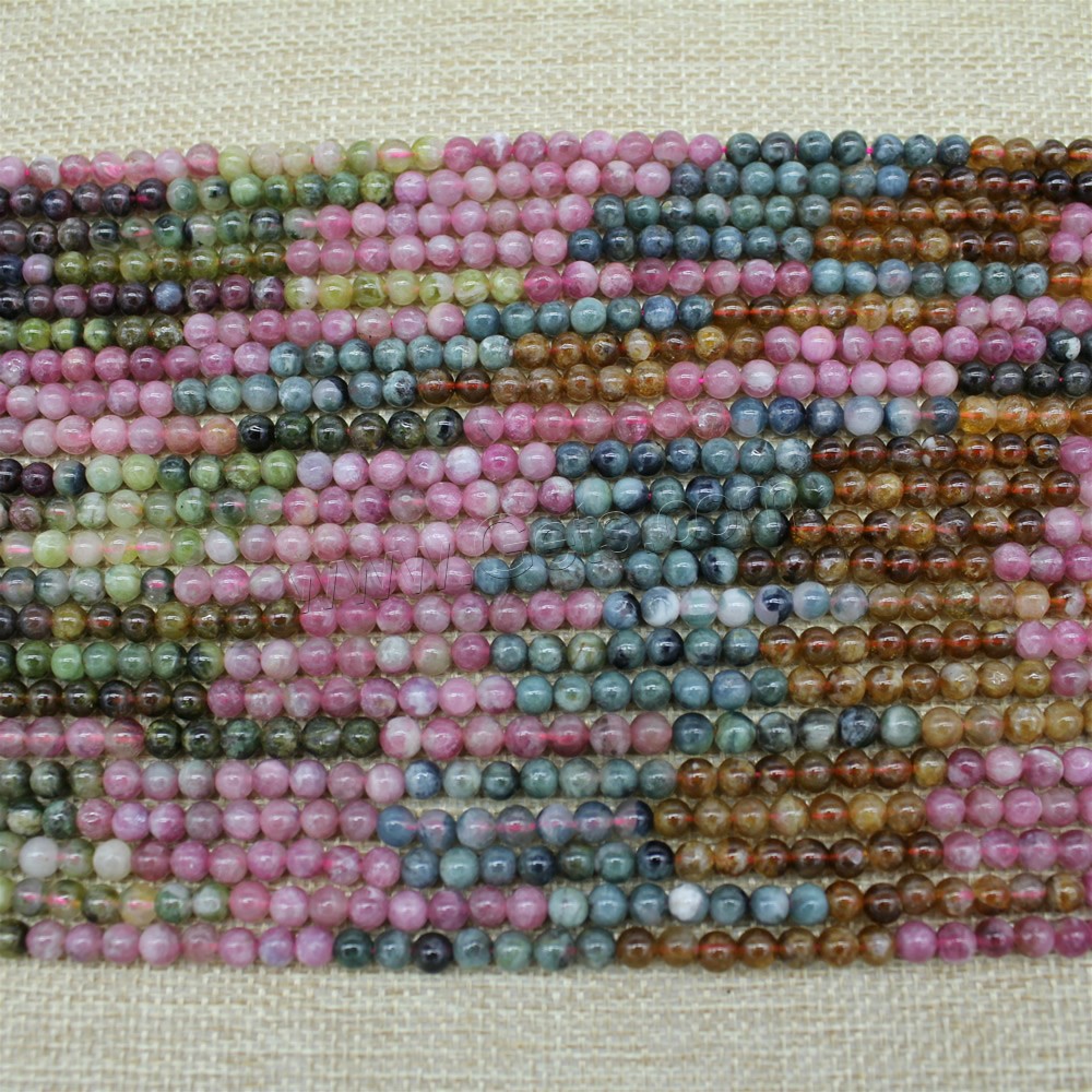 Natürlicher Turmalin Perlen, rund, verschiedene Größen vorhanden, Länge:ca. 15 ZollInch, verkauft von Strang