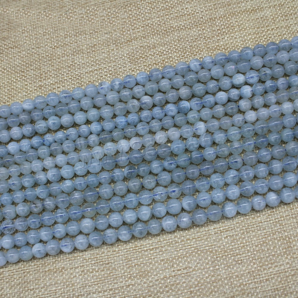Aquamarin Perle, rund, natürlich, März Birthstone, 8mm, Länge:ca. 15 ZollInch, 48PCs/Strang, verkauft von Strang