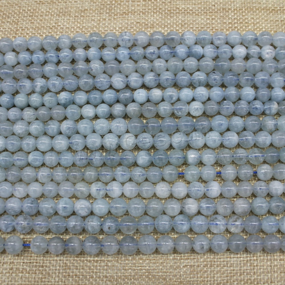 Aquamarin Perle, rund, natürlich, März Birthstone, 8mm, Länge:ca. 15 ZollInch, 48PCs/Strang, verkauft von Strang