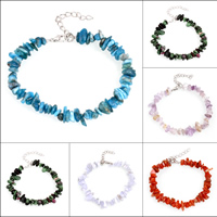 Gemstone Bracelets, brass lobster clasp, with 5cm extender chain, Nuggets 5x3- Approx 7 Inch 