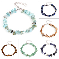 Gemstone Bracelets, brass lobster clasp, with 5cm extender chain, Nuggets 5x3- Approx 7 Inch 