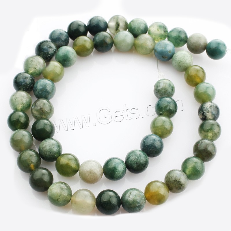 Natural Moss Agate Beads, Round, different size for choice, Length:Approx 15 Inch, Sold By Strand