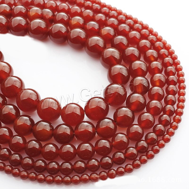 Perles Agates rouges naturelles, agate rouge, Rond, normes différentes pour le choix, Longueur:Environ 15 pouce, Vendu par brin